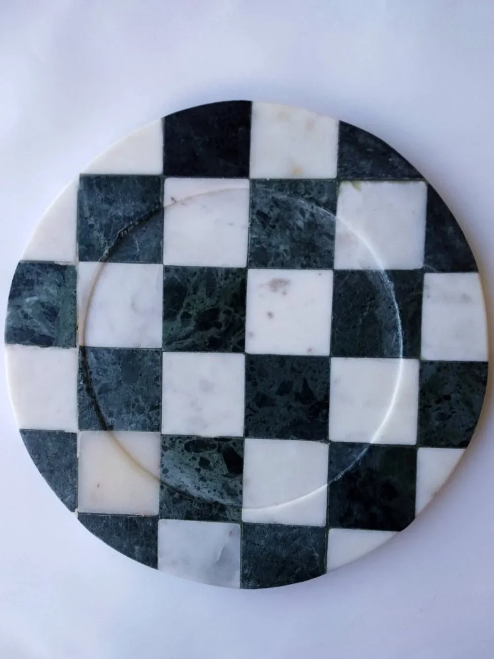 Glass Cloche with Marble Checkerboard Base